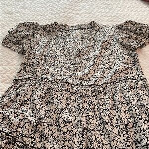 Anthropologie Black and White Floral Blouse